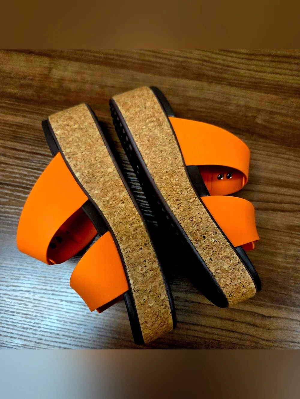 Crocs Brooklyn Buckle Platform Sandal 211252 Size 8 Orange & Cork